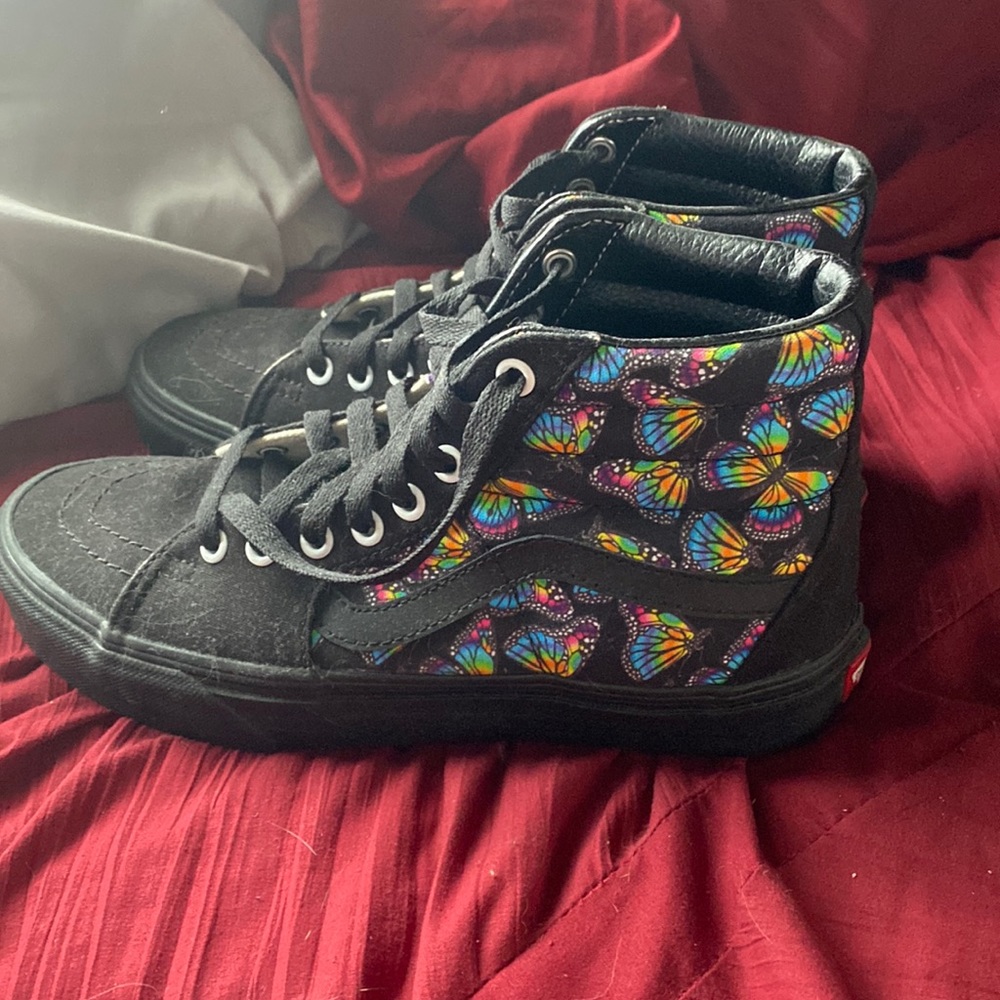 Rainbow Butterfly High Top Vans